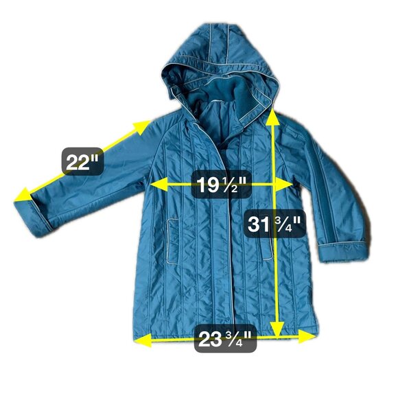 Vintage Coat 1980s Teal Quilted Womens Size 14 Aurora International Miss Abmoor - Picture 13 of 13
